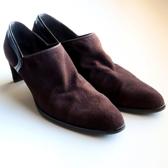 Stuart Weitzman Brown Suede Leather Pointy Almond Toe Heeled Ankle Boots Booties - Picture 3 of 16